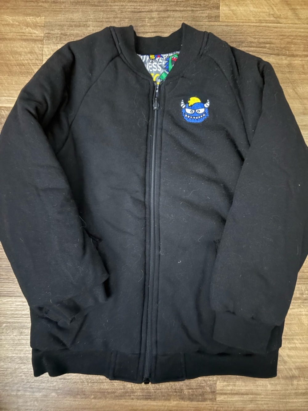 Garanimals Black Zip-Up Sweatshirt with Blue Monster Patch